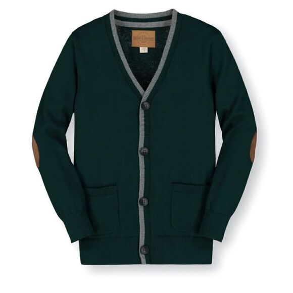 Hope & Henry Tipped Cardigan Elbow Patch Sweater - Picture 1 of 6